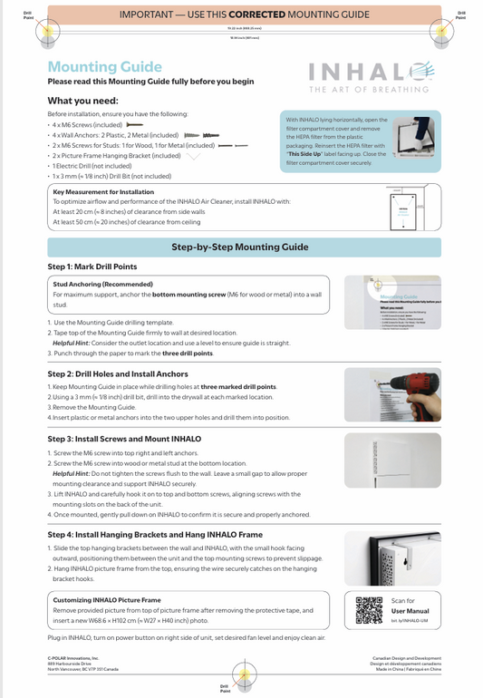 INHALO™ Air Cleaner - Updated Mounting Guide